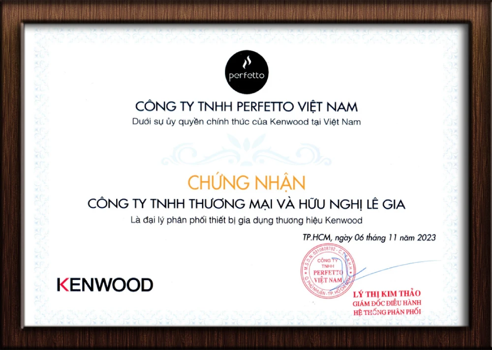 Chứng nhận Phân phối chính hãng Kenwood