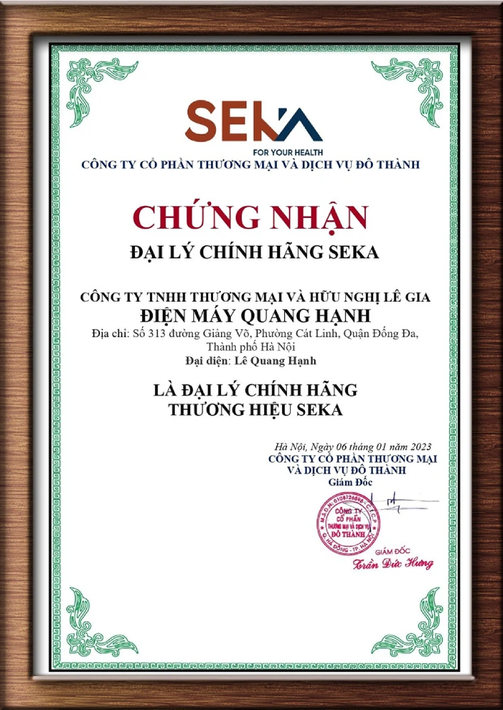 Chứng nhận đại lý chính hàng của SEKA