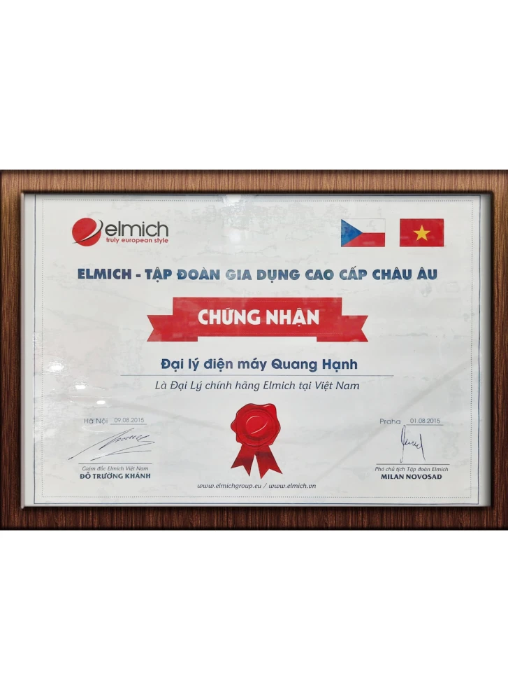Chứng nhận đại lý chính hãng Elmich