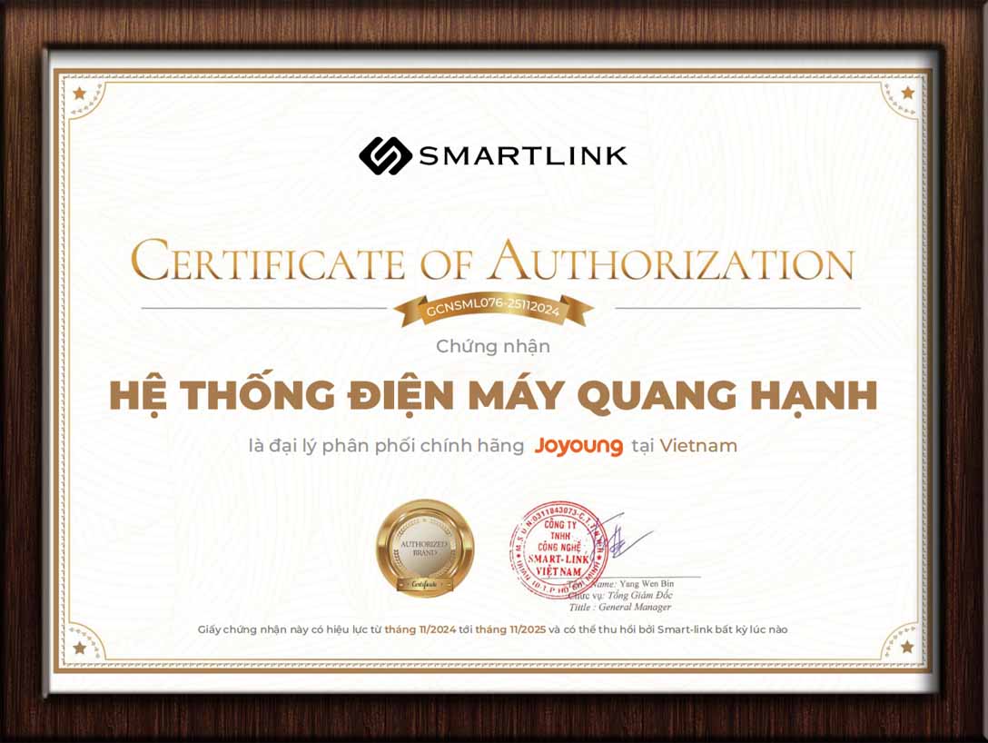 Chứng nhận phân phối JoYoung - Điện Máy Quang Hạnh
