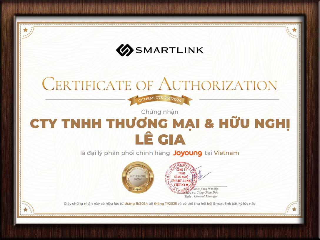 Chứng nhận phân phối JoYoung - công ty Lê Gia
