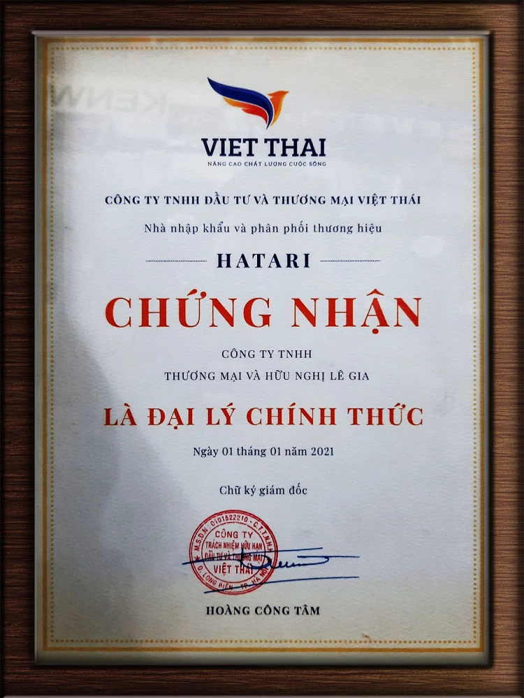 Chứng nhận đại lý Hatari